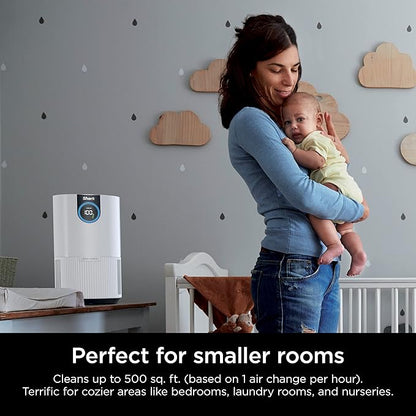 Shark Air Purifiers For Home Pets, 2 Pack, Allergies, Pet Hair, HEPA Air Filter, 500 Sq Ft, Small Room, Bedroom, Odor Eliminator Clean Sense, Captures 99.98% of Particles, Pet Dander, Fur, HP102PK2 (Renewed)