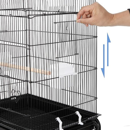 ZENY 63.4 Inch Bird Cage, Rolling Wrought Iron Parrot Cage with Side-Out Tray, Storage Shelf, Pet Bird House for Parrot Cockatiel Cockatoo Parakeet Macaw Finches