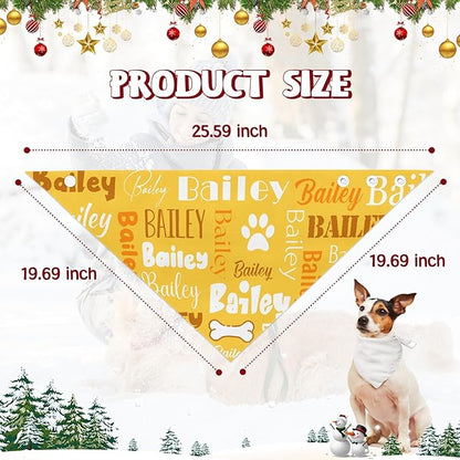 Personalized Dog Bandanas Custom Neckwear Name Button Anti-loosening Dog Scarf Triangle Bibs Kerchief Pet Costume Accessories for Small Medium Large Dogs Cats Pets Birthday-Yellow