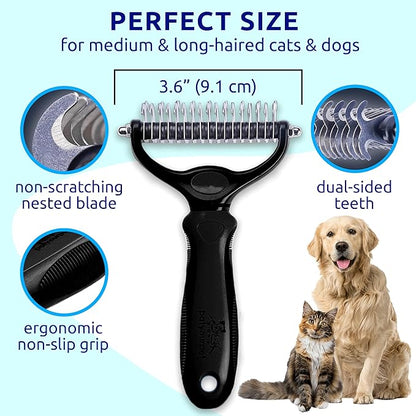 Pat Your Pet Deshedding Dog Brush For Shedding – Cat Brushes For Indoor Cats, Double-Sided Cat Brush Deshedding & Grooming Tool For Long Haired And Short Haired Dogs, Skin-Friendly