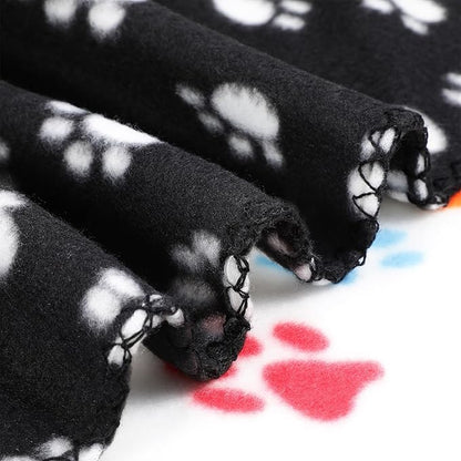 Tatuo 12 Pieces Black Dog Blankets for Small Dogs Puppy Fleece Blanket Bulk Warm Felt Throw Spring Cute Paw Print Puppy Kitten Sleep Mat Pad Soft(Classic Style)