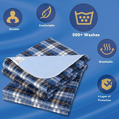 Non-Slip Bed Pads for Incontinence Washable (36" x 52"|2 Pack),Waterproof Bed Pads,Adult Washable Incontinence Bed Pads for Adults,Dog,Kids