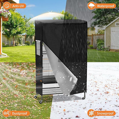 Roasivi Universal Large Birdcage Cover Black Out and Breathable Cages Cover for Parrots and Other Small Animals Durable Waterproofing Washable Material 36" L x 25" W x 48" H Black