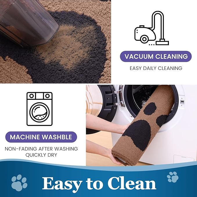 Buganda Dog Door Mat for Muddy Paws, Absorbent Dirt Trapper Washable Indoor Doormats, Non Slip Low-Profile Mud Mat for Dogs, Front Entrance Doormat for Inside Floor (47x24 Inches, Camel and Black)