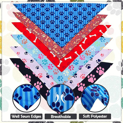 30 Pcs Paw Print Dog Bandanas for Small Dogs Stitch Dog Bandanas Bulk Polyester Bandana Party Grooming S