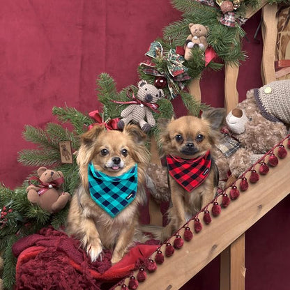 Buffalo Plaid Dog Bandanas Fall Christmas X-Large 6PCS Dog Gifts Red Blue Green Orange Black Brown Scarf Adjustable Kerchief for Medium Large Pets