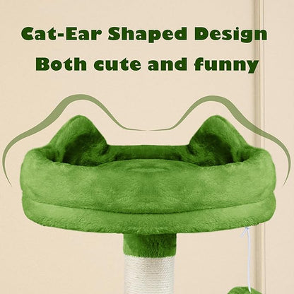 Yaheetech 62.5inches Cat Tree Cat Tower Kitten Condo with Platform & Hammock, Scratching Posts for Kittens Pet Play House with Plush Perch for Indoor Activity Relaxing, Green