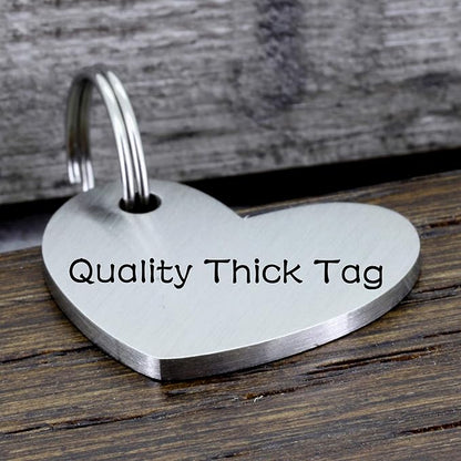 Ultra Joys Custom Personalized Dog ID Tag - Brushed Stainless Steel Heart, Silver, Large