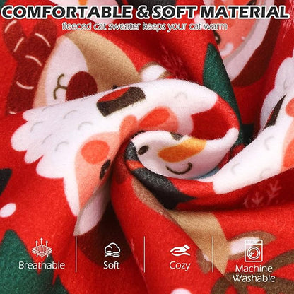 EXPAWLORER Cat Christmas Sweater - Sweaters for Cats Only Soft Warm Pet Clothes, Fall and Winter Xmas Coat Pullover Design, Fleece Sweatshirt Clothing Also for Puppy Small Dogs, Small