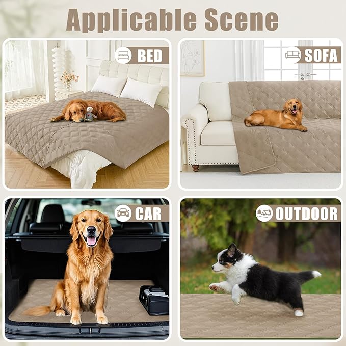 Smiry Waterproof Dog Bed Cover Blanket 68x82, Soft Reversible Pet Blanket, Washable Leakproof Cats Dogs Couch Cover for Sofa, Couch, Furniture, Taupe/Taupe