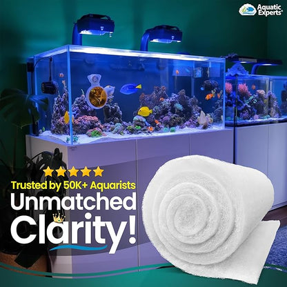Aquatic Experts Aquarium Filter Floss for Fish Tank Filters - FilterFirst Aquarium Filter Pad - Media Roll for Crystal Clear Water, 3/4" - 1" Thick (12 Inch Wide, 12 Inch Long - 5 Pack)