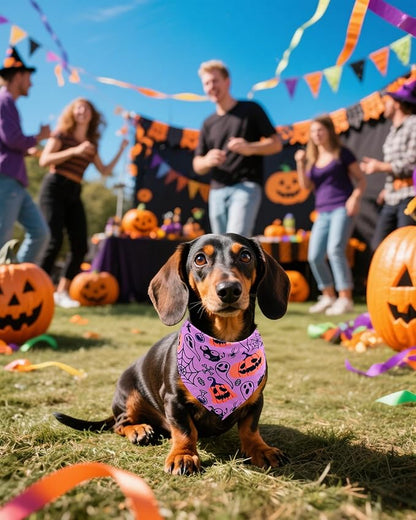 PET SHOW 50 Pack Halloween Small Dog Bandanas Bulk XS Washable Puppy Girl Boy Triangle Bibs Ghost Pumpkin Kerchief Set Cats Scarves Pet Holiday Grooming Accessories