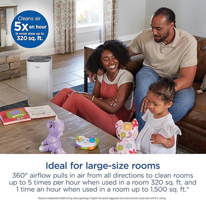Clorox HEPA Air Purifiers for Home, True HEPA Filter, XL Rooms Up to 2,200 Sq Ft, Removes 99.9% of Mold, Viruses, Wildfire Smoke, Allergens, Pet Allergies, Dust, AUTO Mode, Whisper Quiet