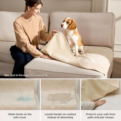 Bedsure Waterproof Couch Cover for Dogs Washable - Waterproof Blanket for Large Dogs Couch Sofa Cozy, Lightweight Furniture Protector for Pet Cat Quick Drying Puppy, Sandy Tan, 40x50IN