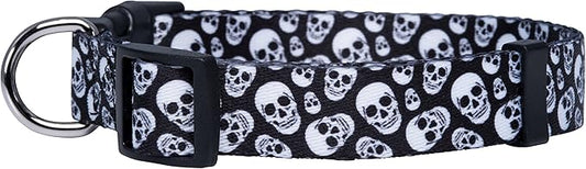 Native Pup Skull Dog Collar for Halloween (Large, Skulls)