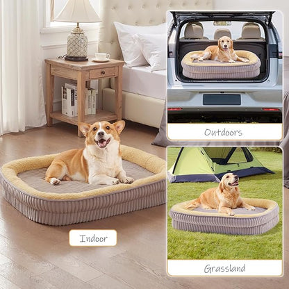 Orthopedic Dog Bed for Medium, Large Dogs Breeds, High Density Egg Crate Foam Dog Sofa Beds with Four Sided Bolster,Oval Kennel Bed, Pet Couch Bed,Removable Washable Cover& Non-Slip Bottom