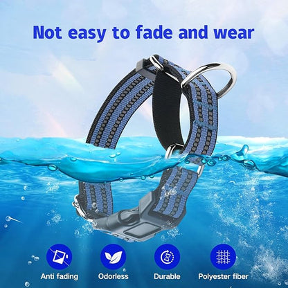 Martingale Dog Collar, Adjustable Nylon Reflective Collar with Quick Release Buckle (Grey Blue, Large)