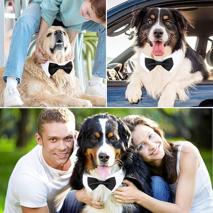 Segarty Dog Bow Tie for Neck Girths 16.5-21.2 in, Adjustable Bowtie Collar for Extra Large Dogs, Dog Neck Tie Tuxedo Comfortable Cotton Boy Pets Grooming Accessories for Wedding Holiday Birthday Party