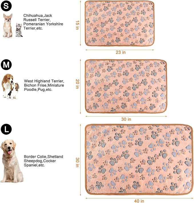 3 Pack Cat and Dog Blanket Soft & Warm Fleece Flannel Sleep Mat, Great Pet Throw for Puppy, Cats, Small, Medium & Large Dogs(Large 40" x 30")