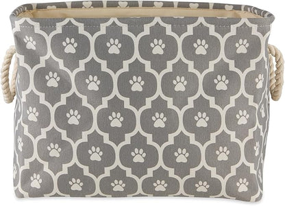 Bone Dry Pet Storage Collection Lattice Paw Print, Gray, Small Rectangle