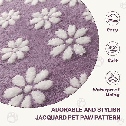 Waterproof Blanket for Dog Puppy Cat, Cute 3D Textured Flower Dog Blanket for Bed Couch Sofa, Soft Liquid Pee Proof Pet Furniture Protector, 30"x40", Purple