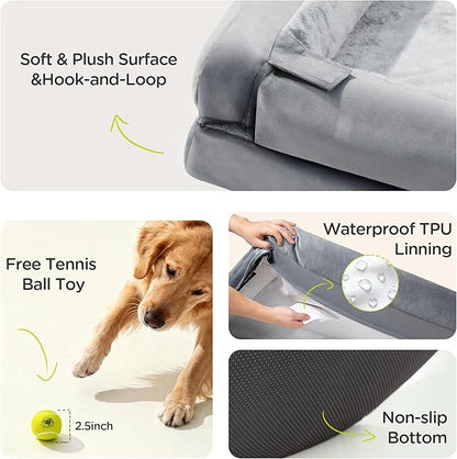 Orthopedic Dog Beds for Large Medium Dogs, Big Waterproof Memory Foam Pet Couch Bolster Bed with Removable Washable Cover, 36x27 Inch