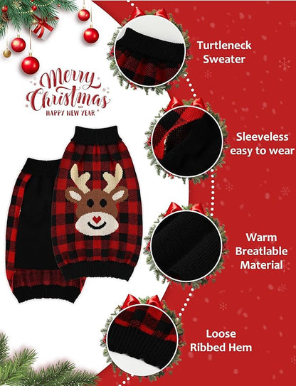 Dog Christmas Sweater, Soft Warm Pet Clothes Coat for Small Medium Large Dogs and Cats Boy Girl, Fall Cozy Holiday Turtleneck Knitting Collar Pullover Pup Outfit Costume for Thanksgiving New Year