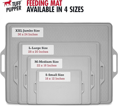 Tuff Pupper 22x16 Medium Dog Feeding Mat for Food and Water | Dog Food Mats for Floors | Waterproof Dogs Water Bowl Mats | Dogs Placemats Pet Food-Mat | Silicone Feeding Mat for Cats and Cat Bowls