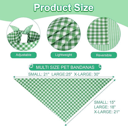 Dog Bandana Green XLarge 1PCS, Summer Spring Scarf for Boy and Girl, Durable Triangle Reversible Bibs Handkerchief for Puppy Pet