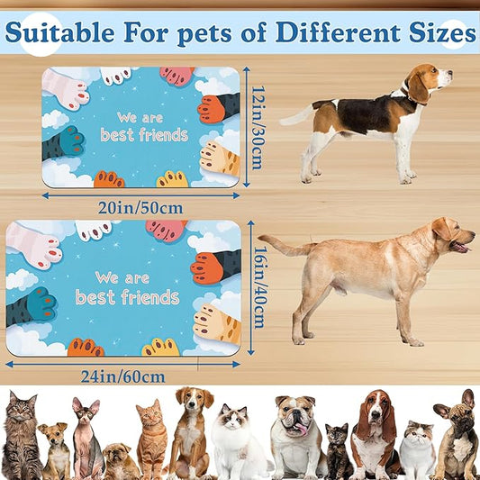 Cat Paw Pet Feeding Mat–Christmas Stocking Quick Dry Absorbent Dog Cat Food Mat, Non Slip Waterproof Bowl Placemat for Messy Eaters, Pet Accessories for Floors 12"x20"