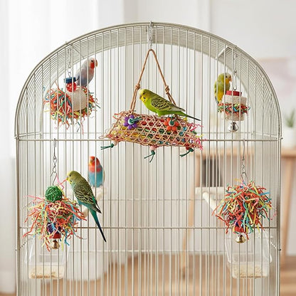 Morezi Bird Swing for cage Parakeet Parrot Swing Wood Ladder Toy Accessories Play Gym Budgie Perch Hammock Budgerigar Conure Cockatiel mynah Finches Toys for Small Medium Breeds
