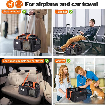 19x13x9 TSA Approved top Expandable pet Carrier for Small Dog Puppy cat up to 10 lbs Weight and 18'' Length, for Southwest Spirit Canada Airlines