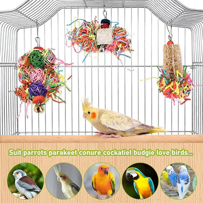 Morezi Bird Swing for cage Parakeet Parrot Swing Wood Ladder Toy Accessories Play Gym Budgie Perch Hammock Budgerigar Conure Cockatiel mynah Finches Toys for Small Medium Breeds