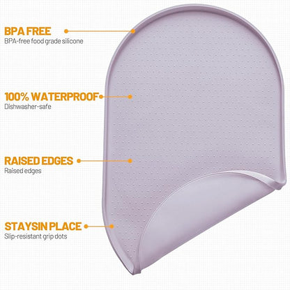 Hubulk 100% Waterproof Silicone Pet Feeding Mat with Raised Edge for Food and Water, Dog Bowl Mats, Cat Bowls Placemat with High Lip Protects Floor for Cats and Dogs (Dove, 24" L x 16" W)