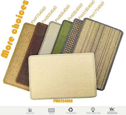 Cat Scratcher Mat, 23.6x15.7' Natural Sisal Scratching Pad with Velcro Tape, Stick on Floor and Wall Cat Scratch Mat Protects Carpet and Sofa