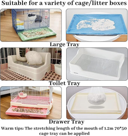 BNOSDM 100 PCS Disposable Rabbit Cage Liner Plastic Guinea Pig Cage Bedding Hamster Litter Pan Bags Universal Toilet Film for Bunny Chinchilla Ferret Hedgehog Small Animals (47")