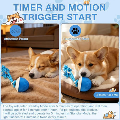 Interactive Dog Ball Toy (3.35x2.76in), 2026 Upgraded Automatic Rolling Ball with 3 Modes, USB Rechargeable, Smart Motion Pet Ball, for Small Medium Large Dogs Indoor Outdoor Play (Blue)