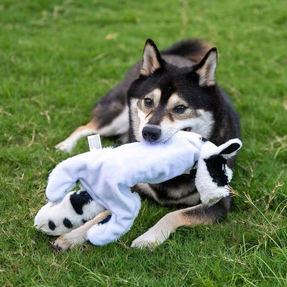 Best Pet Supplies Squeaky Dog Toys with Soft Durable Fabric for Small, Medium and Large Pets Interactive Toy for Indoor Play, Supports Active Biting and Play - Cow, Large