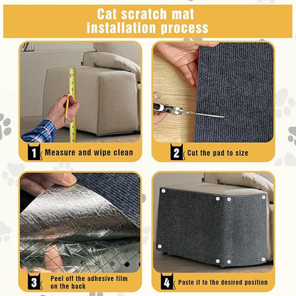 Cat Scratch Mat, 3PCS 39.4"x11.9" DIY Trimmable Self-Adhesive Cats Scratching Mat, Couch Protector from Cats Claw, Cat Scratch Furniture Protector Or Couch Protector (Dark Gray)
