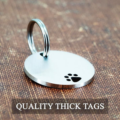 Ultra Joys Dog Tags Personalized for Pets - Hollow Paw Custom Pet ID Tag - Engraved Dog Tag for Small, Large Dogs - Large Round in Silver