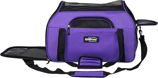 EliteField Soft Sided Pet Carrier (3 Year Warranty, Airline Approved), Multiple Sizes and Colors Available (Medium: 17" L x 9" W x 12" H, Purple)