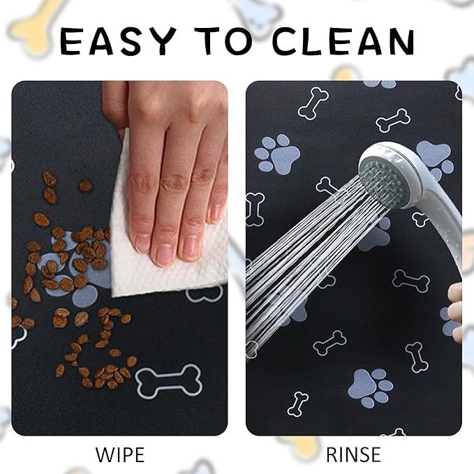 Pet Cat Dog Food Mat Non Slip Mat for Dog Water Bowl Mat Quick Dry Absorbent Cat Feeding Mat, 24 * 16.9 in, Blue