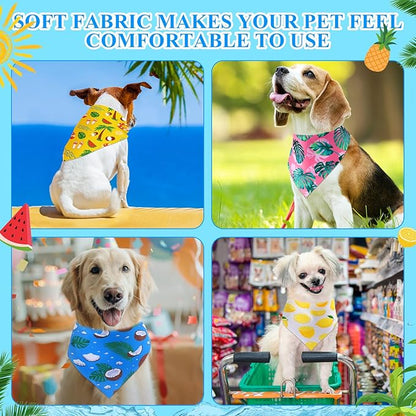 Sanwuta 120 Pcs Bandanas for Dogs Bulk Summer Triangle Dog Bandana Washable Pet Scarves Adjustable Bibs for Small and Medium Pets, 30 Styles(Fruit)