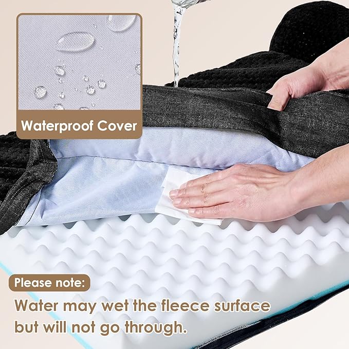 EHEYCIGA XXL Dog Bed Memory Foam, Orthopedic Giant Dog Bed Jumbo with Washable Removable Cover, Waterproof Pet Sofa Couch with Nonskid Bottom, 48x35x7.5, Black