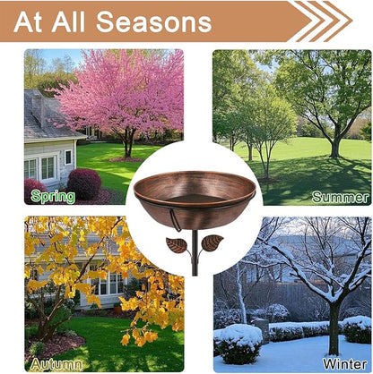 3" Deep Metal Bird Bath for Outdoors, Removable 13" Dia Bowl with Stable Upgrades Stake, Easy to Clean Birdbaths for Garden Yard Lawn Decor 1.4 Gallon