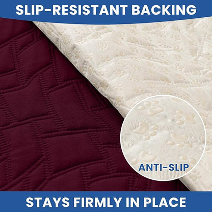 Waterproof Dog Bed Cover Pet Blanket, Soft Couch Cover for Dogs Washable, Non-Slip Dog Blanket Protect Furniture Couch Sofa Car for Puppy Large Dogs Cat Christmas (82x102 Inch, Burgundy)