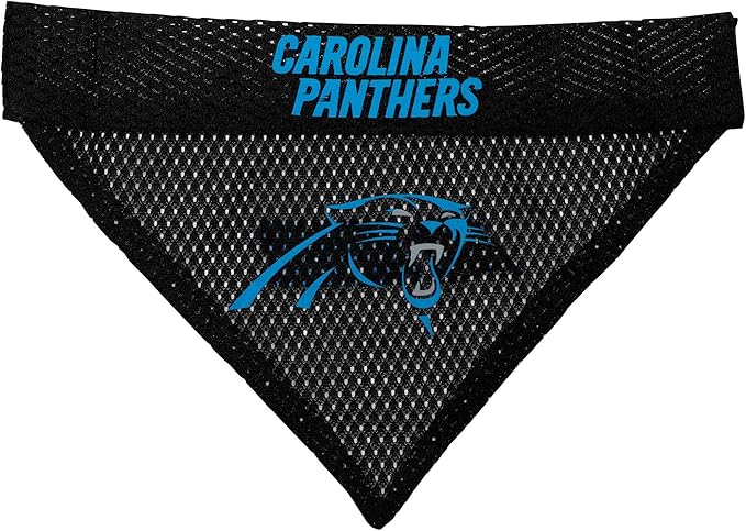 NFL DOG BANDANA - CAROLINA PANTHERS REVERSIBLE PET BANDANA. 2 Sided Sports Bandana with a PREMIUM Embroidery TEAM LOGO, Large/X-Large. - 2 Sizes & 32 NFL Teams available