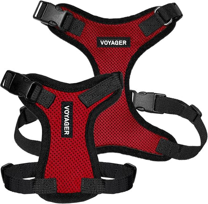 Voyager Step-in Pet Harness - All Weather Mesh, Adjustable Step in Harness for Cats and Dogs by Best Pet Supplies - Red/Black Trim, L