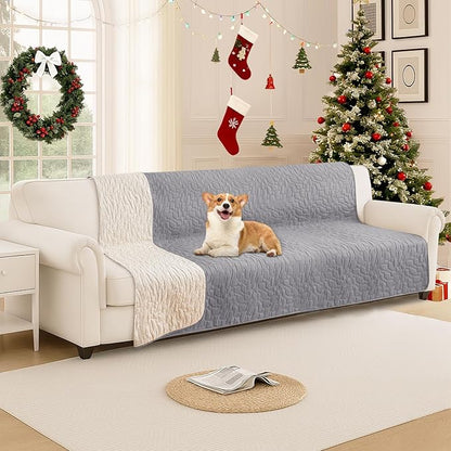Waterproof Dog Bed Cover Pet Blanket, Soft Couch Cover for Dogs Washable, Non-Slip Dog Blanket Protect Furniture Couch Sofa Car for Puppy Large Dogs Cat (82x120 Inch, Light Grey)