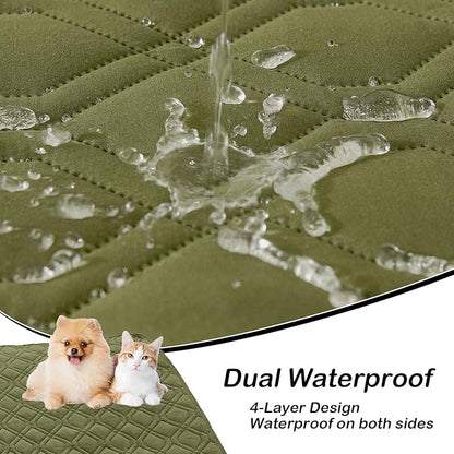 hyha Waterproof Dog Bed Blanket, Soft Pet Blankets, Waterproof Couch Cover for Dogs, Reversible Sofa Covers Washable for Furniture (52x82 Inch, Green/Navy Blue)